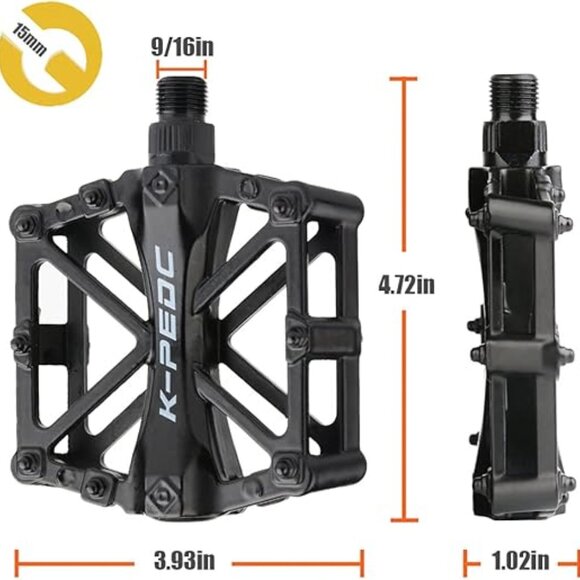 Aluminium CNC Bike Platform Pedals Lightweight Road Pedals/ MTB BMX - Picture 3 of 3